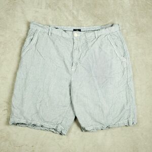 Saltaire Shorts Mens 40 Gray Linen Cotton Pincord Striped Chino Casual Summer